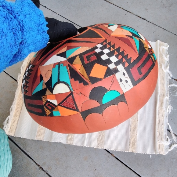 Large Round Hopi Pyroengraved Gourd - Picture 2 of 7